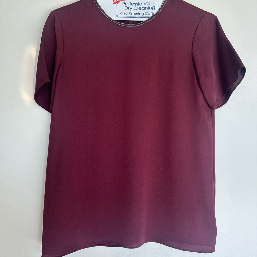 Theory Burgundy Silk Blouse